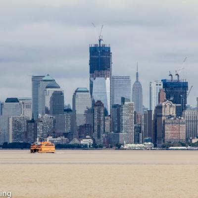 Skyline Von Downtown Manhattan Mit Der Baustelle Des Neuen World Trade Centers Herbst 2011