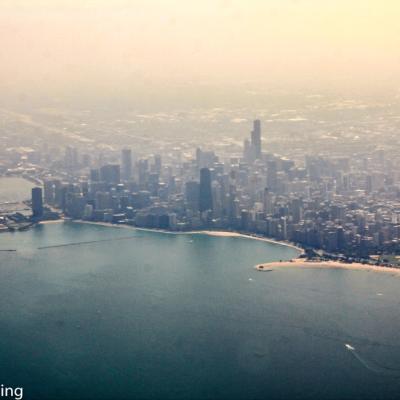 Anflug Auf Ohare Uber Dem Lake Michigan