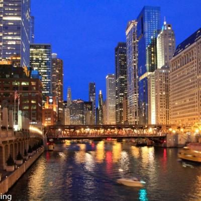 Chicago River In Einer Sommernacht